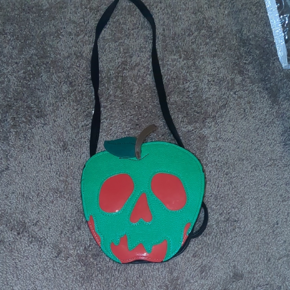 Green and Red Apple Skull Crossbody Bag
